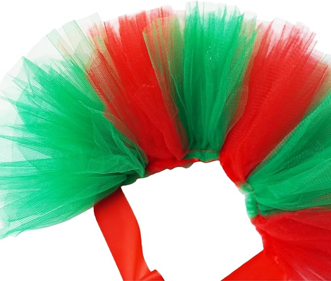 Christmas Pet Tutu Dress for Dogs & Cats - Adjustable Pet Tulle Costume, Small Animal Tutu Skirt for New Year Celebrations (RedGreen, Large)
