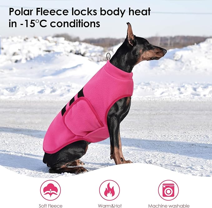 Dog Sweater,Adjustable Dog Sweaters for Small, Medium and Large Dogs Boys Girls, Dachshund Chihuahua Fleece Dogs Sweater(Pink,XS)