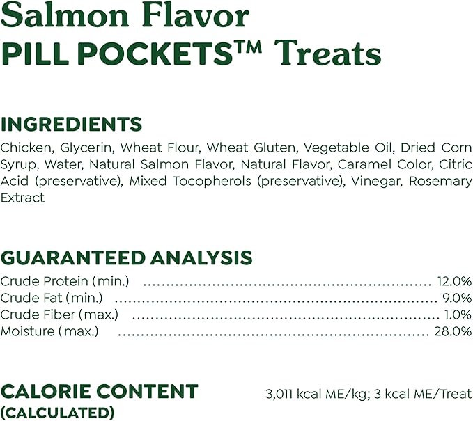 Greenies Feline Pill Pockets for Cats Natural Soft Cat Treats, Salmon Flavor, 1.6 oz. Pouch (45 Treats)