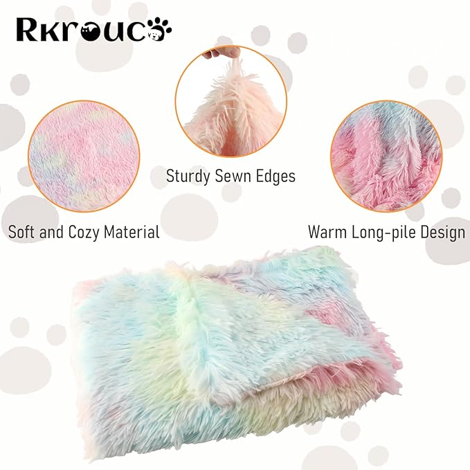 Pets Bed Blanket Dogs Reversible Soft Dog Throw Blankets Cats Mat Sleeper Fuzzy Pet Couch Covers Washable Cat Puppy Cover for Beds Sofa Travel Double Sided Furniture Protection (Colorful Pink,S)