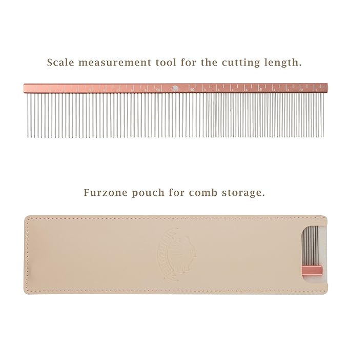 Furzone 2-in-1 Greyhound Comb for Dogs, Meler Greyhound Comb (Half Curved/Coarse), 86 Stainless Steel Pins Dog Comb, Aluminum 24.5cm Handle, Lightweight, Remove Dogs’ Eye Debris, Fur Tangle Free
