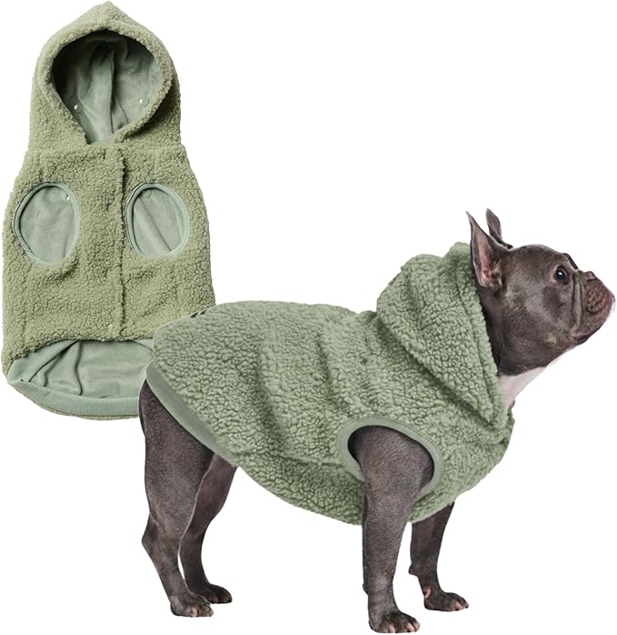 Spark Paws Fleece Dog Jacket, Hooded Sweater Vest, Warm Coat for Winter - Suitable for Small Medium Large XL XXL Breeds - Light Green - XL