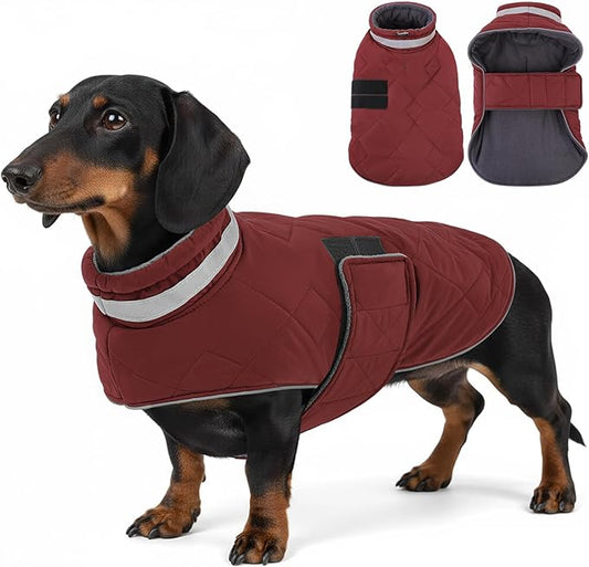 Dog Winter Coat Warm Padded Puppy Jacket Windproof Water Resistant Clothes for Small Medium Large Pets Christmas Sweater Outfit Vest(Red, XS)