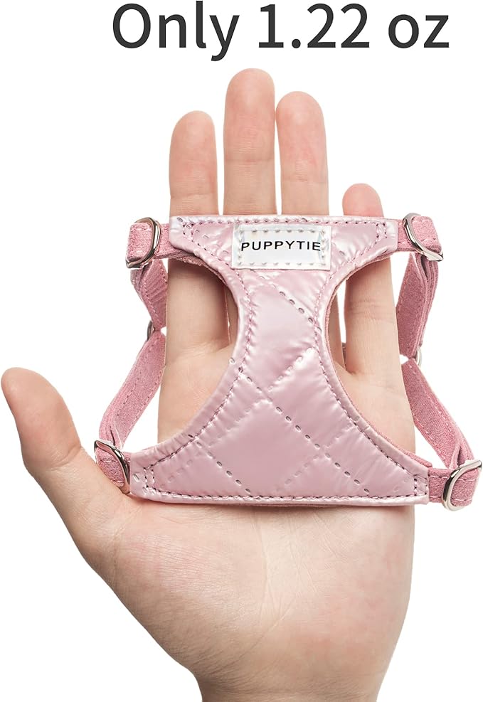 No Pull xs Dog Harness with Multifunction Dog Leash,Soft Adjustable No Choke Escape Proof Pet Harness Vest,Glossy Pink,XXS