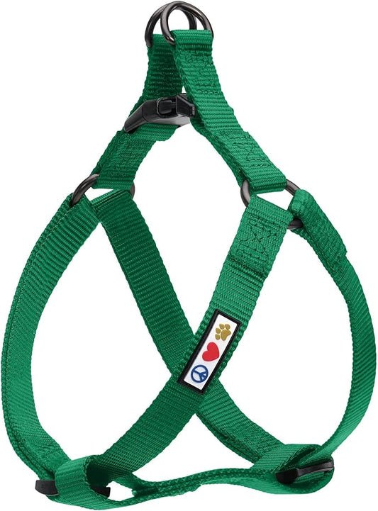 Pawtitas Solid Step-in Dog Harness – Adjustable No-Pull Vest for Puppies to Seniors, Safe & Comfortable M Lush Green