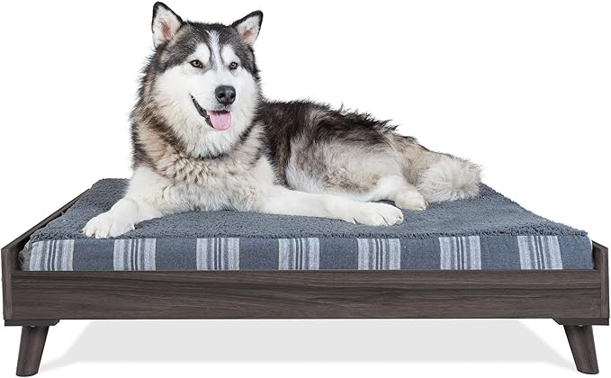 Furhaven (Old Version) Elevated Dog Bed Frame for 44" x 35" XL Dog Beds, Easy Assembly - Mid-Century Modern Bed Frame - Gray Wash, Jumbo/XL