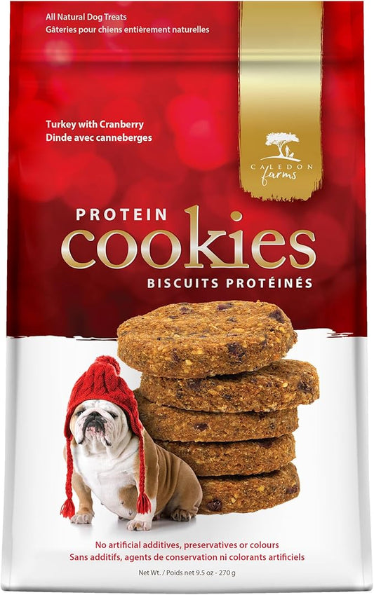 Caledon Farms Turkey with Cranberry Protein Cookies Dog Treat Biscuits, No Additives, Preservatives Free, 9.5 Ounces