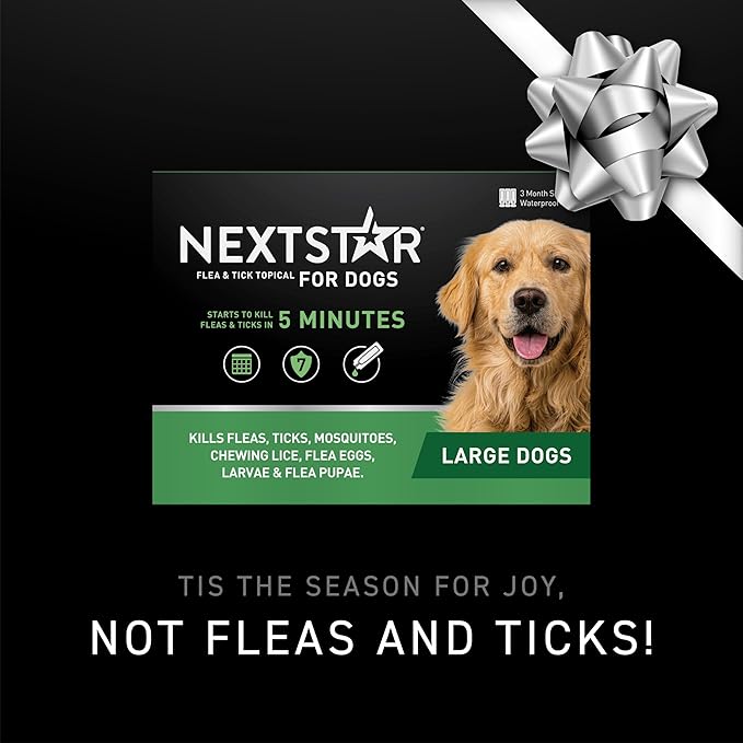 NEXTSTAR Flea and Tick Prevention for Dogs, Repellent & Control, Fast Acting Waterproof Topical Drops, Flea and Tick Prevention for Large Dogs, 6 Monthly Doses