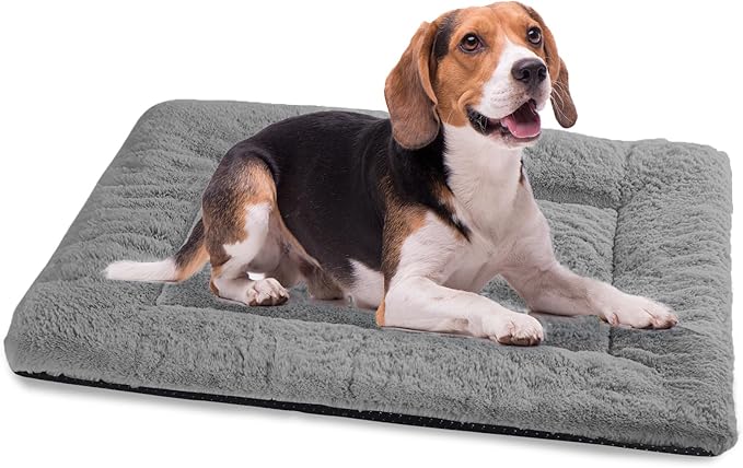 Dog Bed, Dog Crate Mat Washable, Ultra Soft & Anti-Slip S Dogs Bed Fit Dogs Crates & Kennels (Dark Grey, 30.0" L x 20.0" W x 1.5" Th)