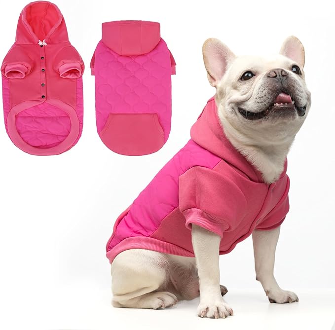 KOOLTAIL Warm Dog Winter Coat for Small Dogs, Waterproof Puppy Jacket with Leash Hole, Cold Weather Pet Vest for Winter, Soft Hoodie Sweater Sweatshirt Clothes for Puppy Cats Girls Boys Rose Red SM
