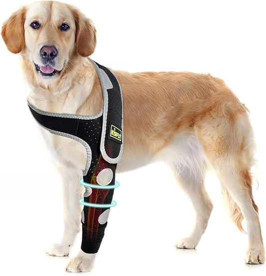 Dog Elbow & Dog Shoulder Brace to Stop Licking – Front Leg Brace for Dogs for Elbow Injuries & Post-Surgery Recovery, Breathable Dog Sleeves for Front Legs, Reflective – Left Leg, L