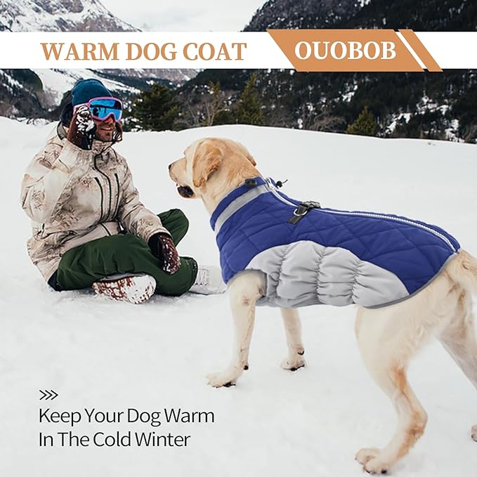 Dog Coats for Small Dogs, Puppy Coat, Warm Winter Jacket, XS Dog Coat with Harness Built in, Waterproof Pet Cold Weather Coats, Puppy Winter Clothes Snowsuit Chihuahua Maltese,Blue,XS