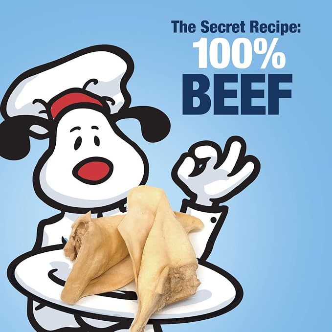 ValueBull Cow Ears, Varied Sizes/Shapes, 100 Count Bulk Pack - All Natural Dog Treats, 100% Angus Beef, Single Ingredient, Fully Digestible, Cleans Teeth & Gums