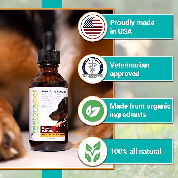 RestoraPet 4-Pack Dog & Cat Unflavored Liquid Multivitamin | Dog Arthritis Pain Relief | Hip&Joint Vitamins for Dogs | Anti Inflammatory Supplement for Dogs & Cats | Organic & Non-GMO, Vet Approved