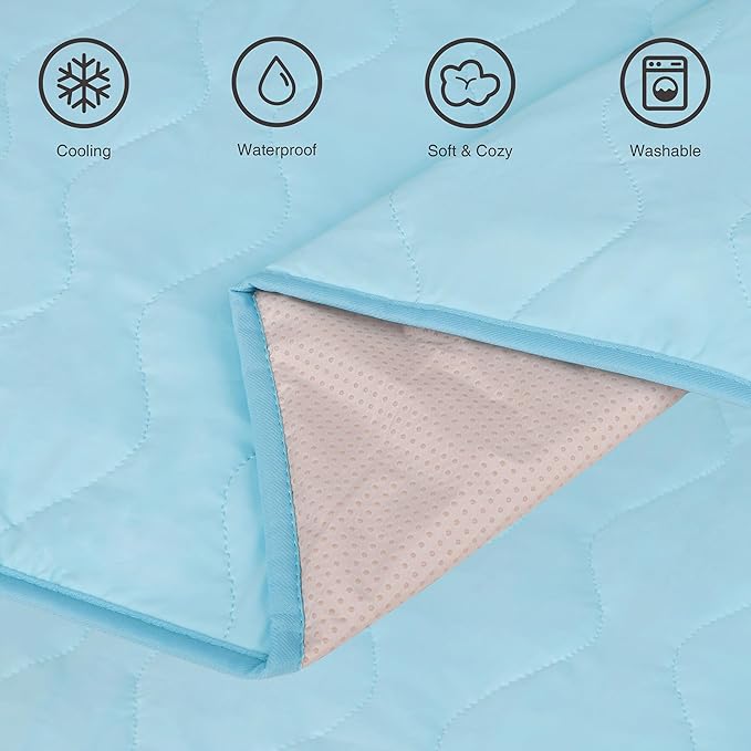 Cooling Blanket for Dogs - Q-MAX>0.4 Waterproof Pet Throw Blanket Bed Cover, Non-Slip Dog Blankets for Couch Protector, Washable Furniture Cover for Summer, Blue,60x80