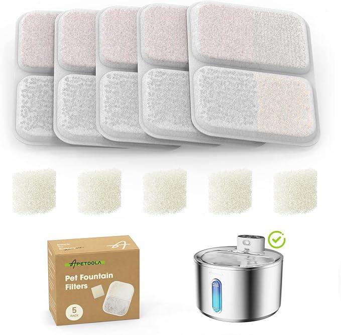 5 Pack Replacement Filter for FS40PRO Cat Fountain 135 fl oz/4L,6 Layer Filters for Pet Fountain