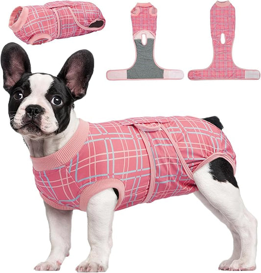 Kuoser Dog Recovery Suit for Female Male Dogs, Post-Surgery Bodysuit for Spay Neuter, Dog Onesie After Surgery, Anti-Licking Pet Surgical Recovery Suit, Pink M