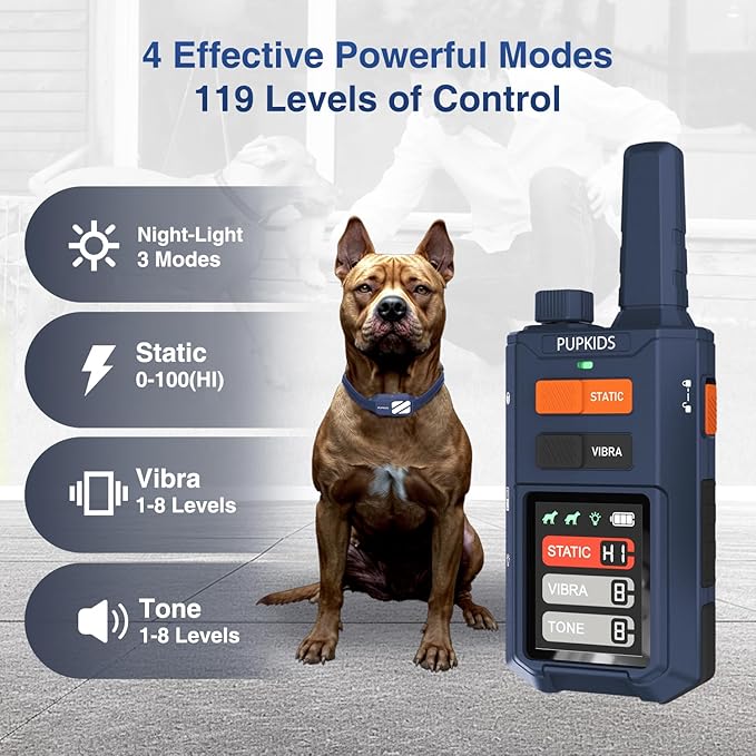 Dog Shock Collar - 4200FT Dog Training Collar with Remote, Innovative E Collar for Dogs Training with 3 Night-Lights/Beep/Vibration/Static Modes, 100% Safe Electric E-Collar for Large Dogs