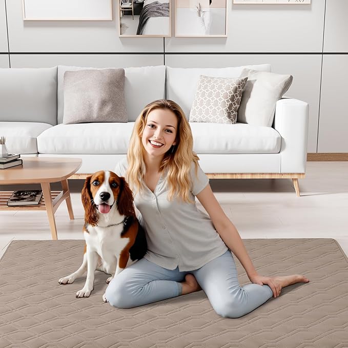 Smiry Waterproof Dog Blanket, 30x53 Inch Soft Pet Bed Cover Reversible, Washable Sofa Couch Furniture Protector for Small Medium Large Dog Puppy Cat, Geometric, Taupe/Beige