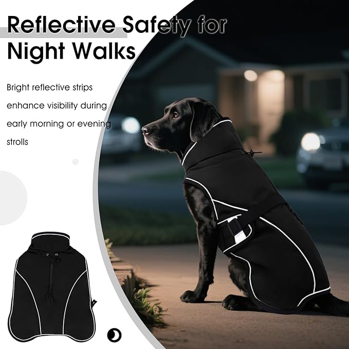 QBLEEV 2 in 1 Dog Coat, Waterproof Dog Winter Jacket with Detachable Fleece Vest, Windproof Warm Snow Jakcet with Harness Hole, Reflective Cold Weather Coats for Small Medium Large Dogs
