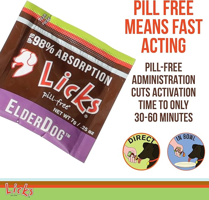 Licks - ElderDog - Senior Dog Vitamins and Supplements - LiquiPaks - 10 Use