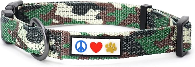 Pawtitas Reflective Dog Collar - Adjustable Medium Dog Collar, Camouflage Green