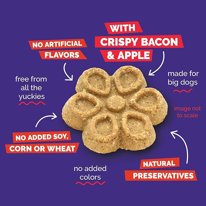 Fruitables Biggies Dog Biscuits, Healthy Treats for Dogs, Doggie Biscuits, Crunchy Pumpkin Treats, Free of Wheat, Corn and Soy, Made in The USA, Crispy Bacon & Apple Flavor, 16oz
