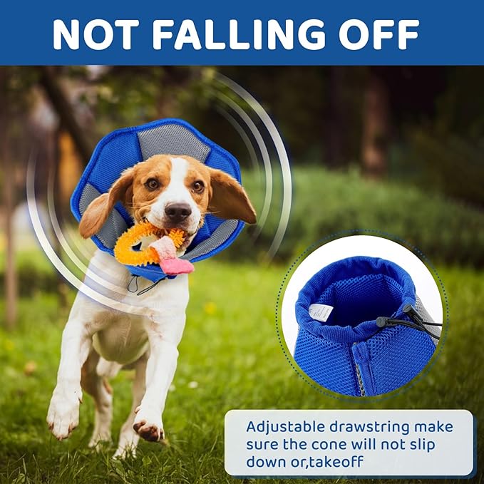 SUNFURA Dog Cones for Large Dogs, Soft Pet Cone Stop Licking After Surgery, Adjustable Pet E-Collar Alternative for Wound Healing, Blue X-Large