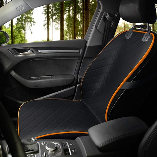 Active Pets Dog Car Seat Cover, Waterproof Front Seat Protector for SUV Truck Sedan, Pet Safety Travel Comfort System with Universal Fit, Orange