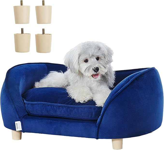 VEVOR Dog Bed, Dog Couch for Small Dogs and Cats, Soft Velvety Pet Sofa and Chair, 35 lbs Load Capacity, Blue