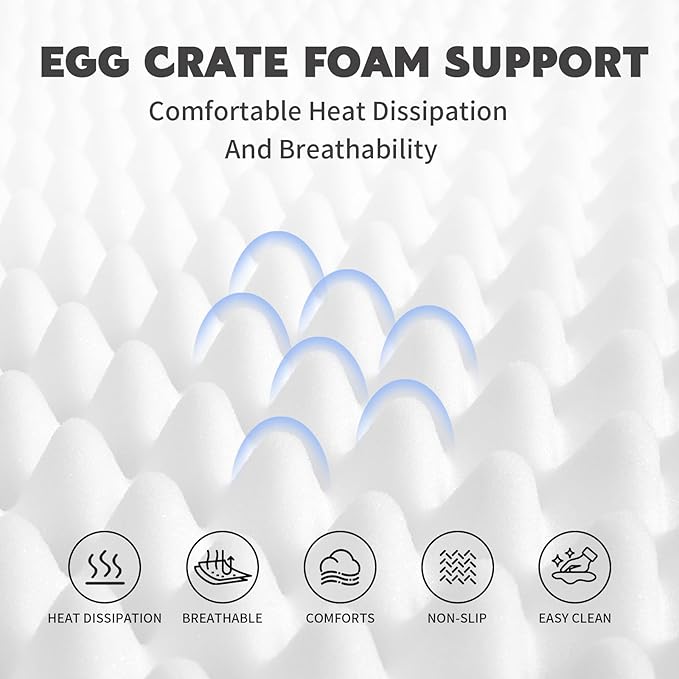 Dog Bed Waterproof Medium/Large Sized XL Foam Pet Beds Removable Washable Cover Dog Sofa Egg Crate Foam Support with Zipper Bottom Bolster Deluxe Plush Mat (38.2x30.3x7.5in+Grey)
