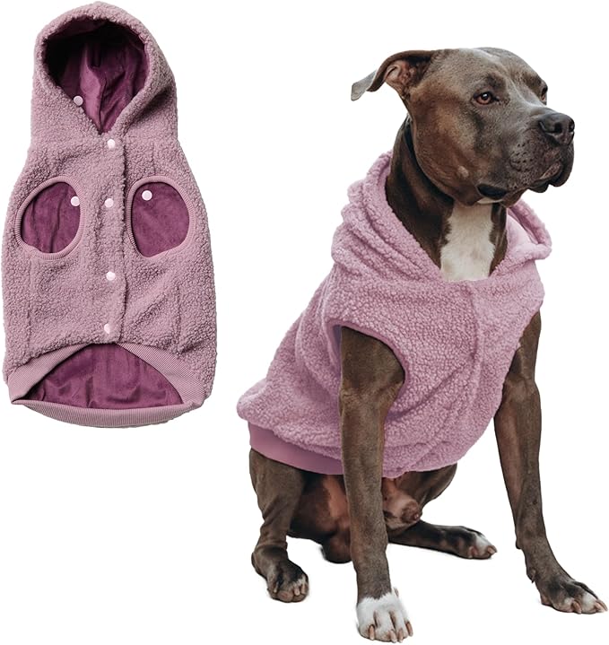 Spark Paws Fleece Dog Jacket, Hooded Sweater Vest, Warm Coat for Winter - Suitable for Small Medium Large XL XXL Breeds - Taupe - 4XL