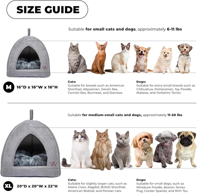 Best Pet Supplies Dog House Bed Crate Mat Tent Indoor Round Soft Plush for Small, Medium, and Large Breeds - Gray, 20 x 20 x H:22"