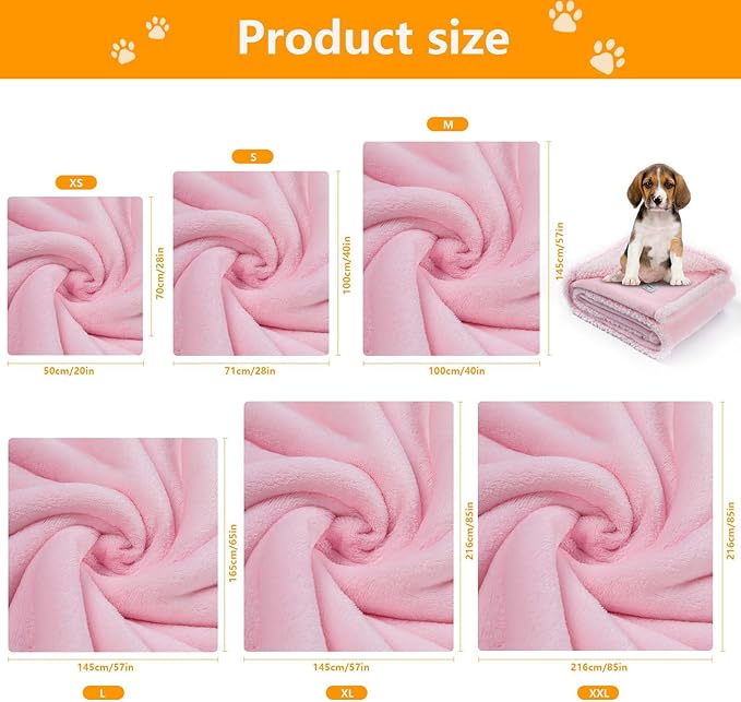 Waterproof Dog Blanket King Size Pet Bed Covers Reversible Fluffy Pink Puppy Blankets Leakproof Sofa Couch Washable Cover Cat Pet Blankets for Warm-XXL-85x85in