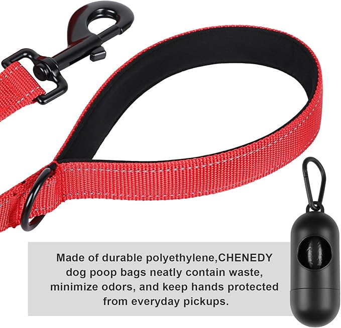 Dog Leash, Short Dog Leash, Leashes for Large Breed Dogs,Traffic Padded Handle- Reflective Training Lead, Perfect for Medium to Large Dogs(24 Inch, Red)