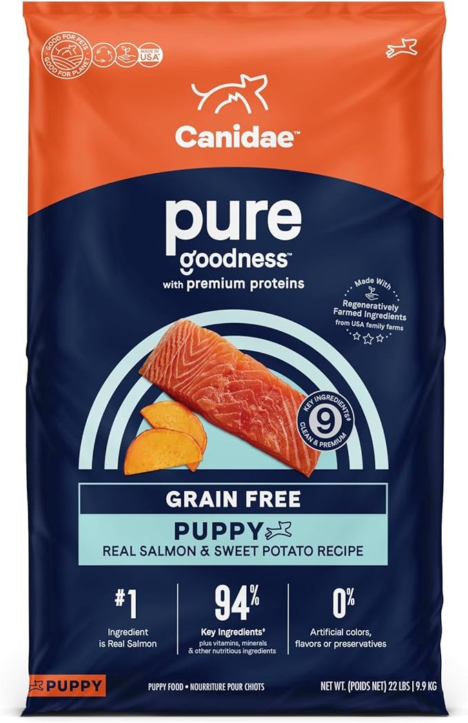 Canidae Pure Farm to Bowl Wild-Caught Salmon & Sweet Potato, Puppy Dog Food, Grain-Free, 22lb