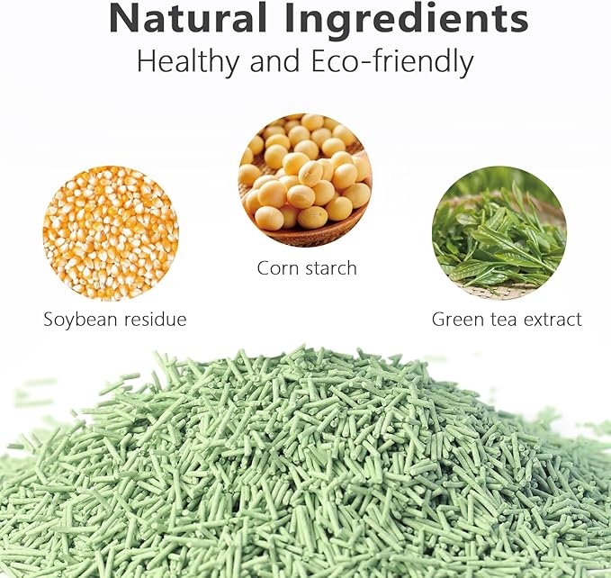 Raki Venus Tofu Cat Litter - Strong Clumping, Ultra Absorbent, Odor Control, Flushable, Low Tracking, Low Dust Tofu Litter Pellets 2 Packs/12LB (Green Tea)