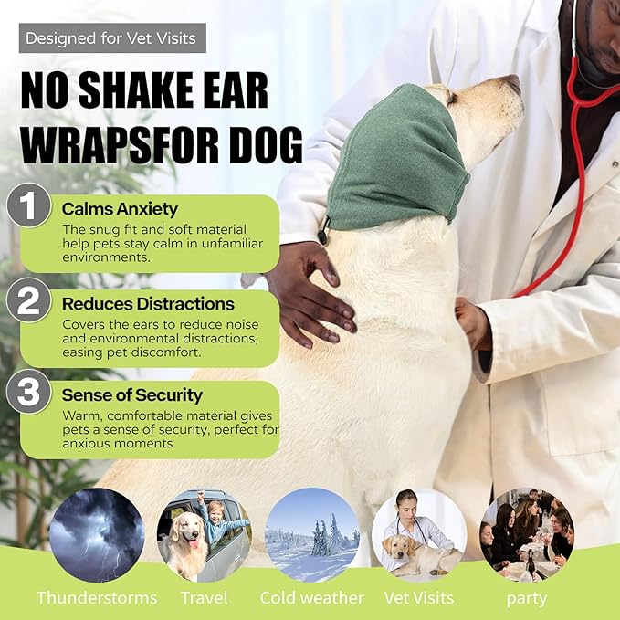 Dog Anxiety Relief Hoodie, Ear Covers for Bath, Thunderstorms, Warm Dog Ear Cover Hoodie