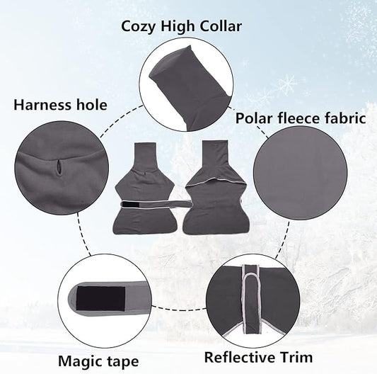 Geyecete Greyhound Cosy Fleece Jumper, Dog Winter Coat with Warm Fleece Lining, Outdoor Dog Apparel with Adjustable Bands for Medium, Large Dog Gray-S