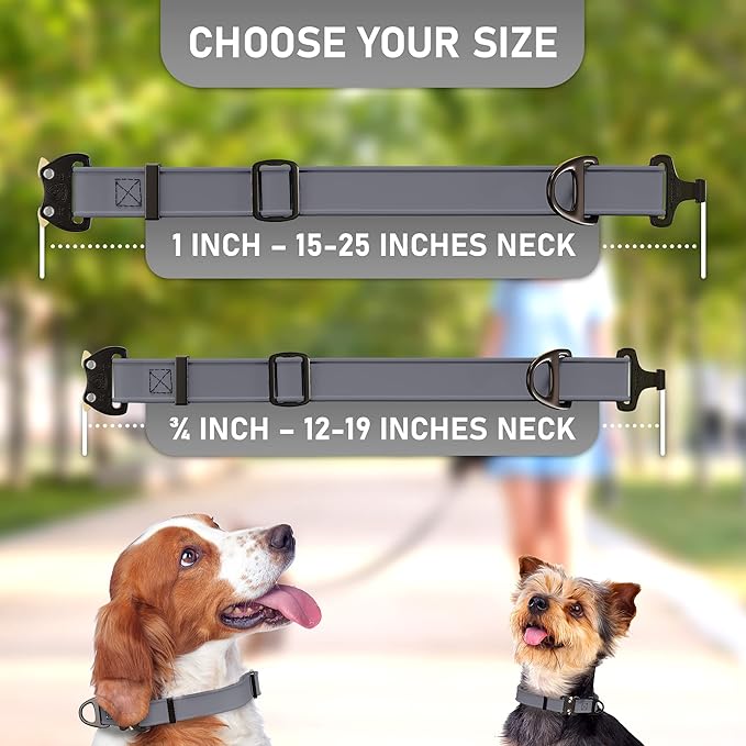Biothane Dog Collar with Cobra Buckle - Made in USA - QR Code Dog Tag ID Included - Adjustable Heavy Duty Dog Collars for Medium Large Dogs - Waterproof Military Grade Tactical Collar