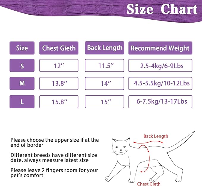 PUPTECK Winter Dog Cat Sweater Coat - Soft Cold Weather Clothes Knitwear for Kitties & Small Dogs Indoor Outdoor Walking Warm, Knitted Classic for Doggies Kitties Girls Boys, Purple L