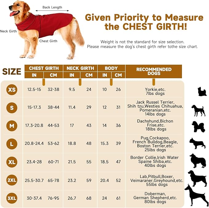 Fleece Dog Coat Winter Pet Jacket Reflective for Cold Weather for Large Medium Small Dogs(Purple,3XL)
