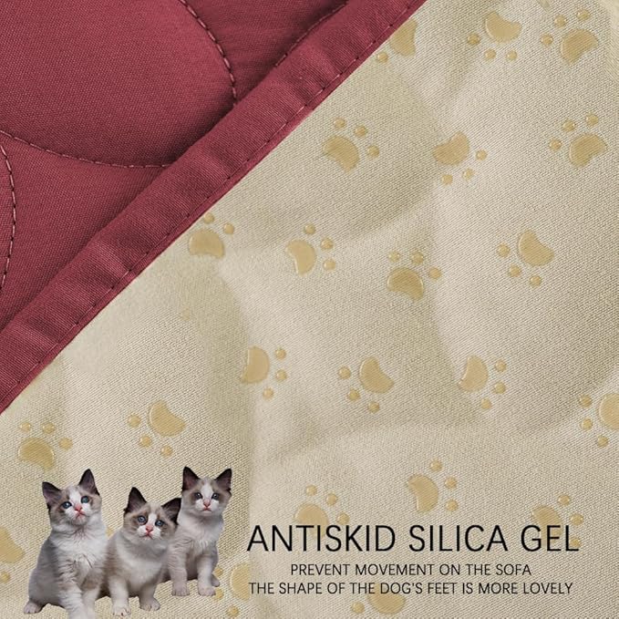 Ameritex Waterproof Pet Bed Cover Anti-Slip Dog Bed Blanket for Sofa and Furniture Waterproof New Pattern Design (Burgundy, 30x53 Inch (Pack of 1))