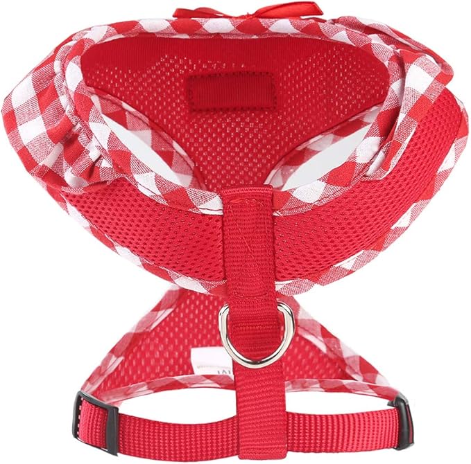 SuperBuddy Upgraded Soft Mesh Dog Harness, Super Breathable Lightweight Pet Harnesses for Puppy Dogs Outdoor Walking, Red Dog Harness -Large