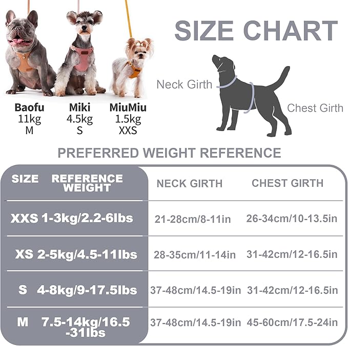 Puppytie No Pull Small Dog Harness with Multifunction Dog Leash,Lightweight Soft Adjustable No Choke Escape Proof Pet Harness Vest Pet Harness Vest,Glossy Grey,S