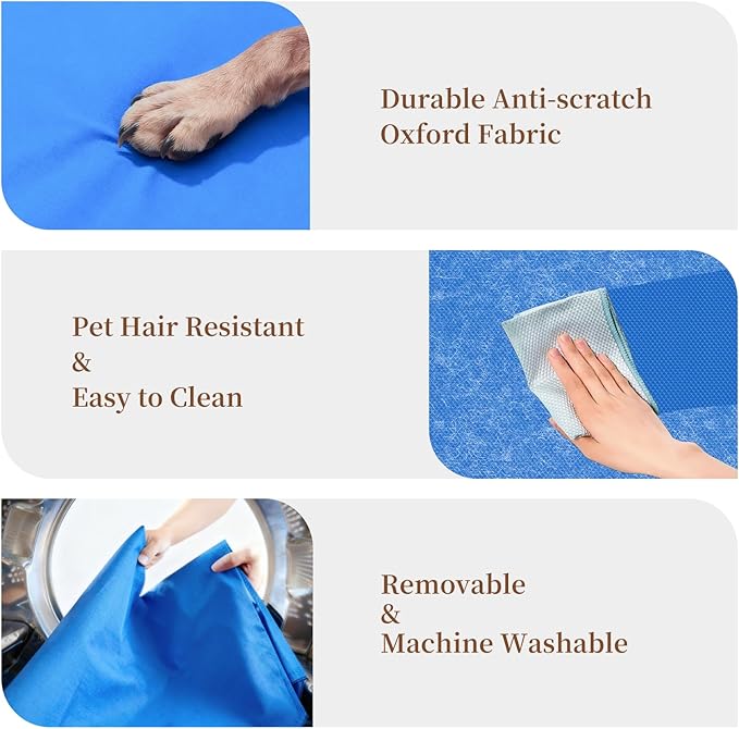 Elevated Dog Bed for Large Dogs,Raised Dog Cots,Indoor & Outdoor Cooling Waterproof Pet Hammock with Washable Breathable Mesh,Blue 42in
