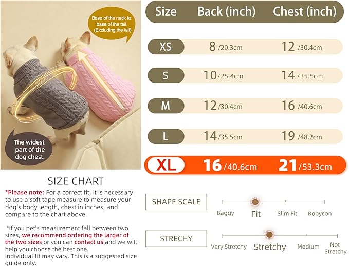 2 Pack Dog Sweaters for Small Dogs - Puppy Medium/Large Warm Clothes in Winter, Turtleneck Pullover Design for Boy Girl Pet, Doggie, Cat, Kitten Chihuahua Bulldog Pug Beagles (XL, Pink, Beige)