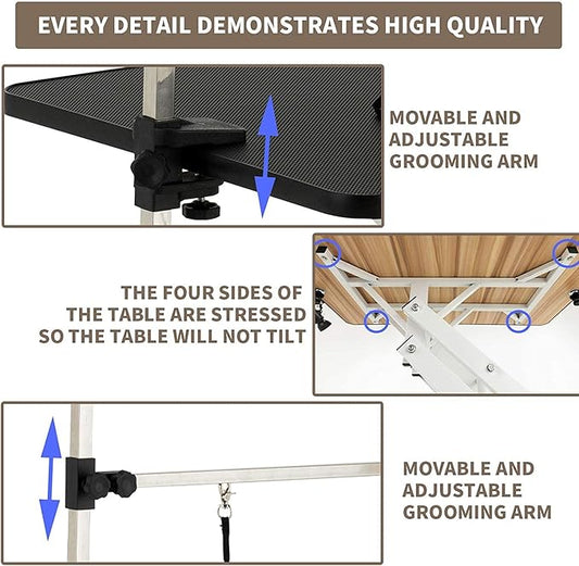 Hydraulic Pet Dog Grooming Table for Dogs & Cats, Heavy Duty Large Groomming Table with Adjustable Arm Noose, Maximum Capacity Up to 300lbs, 42.5inch, Black
