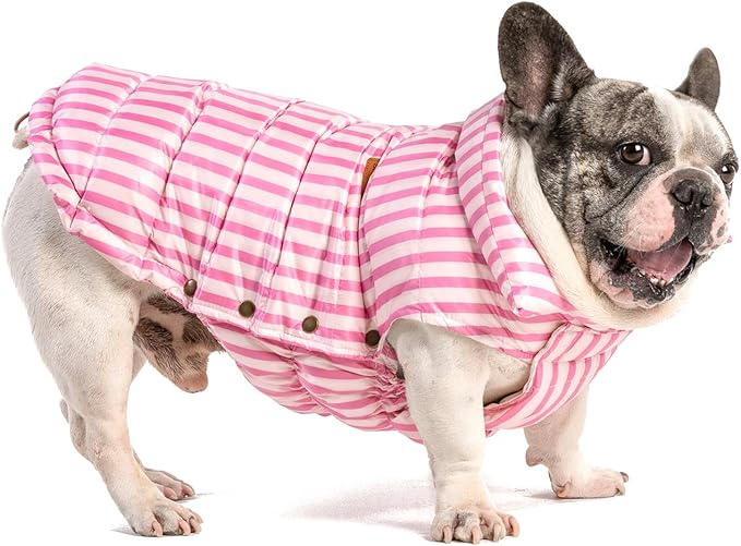 SPACE LION Dog Puffer Jacket, Down Winter Coat, Durable Outdoor Coat for Cold and Windy Conditions, Lightweight & Adjustable Fit Coats for Small & Medium Dogs, (Pink, Size12/M)