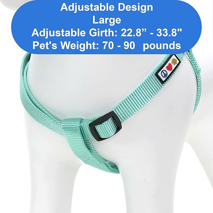 Pawtitas Solid Step-in Dog Harness – Adjustable No-Pull Vest for Puppies to Seniors, Safe & Comfortable L Teal